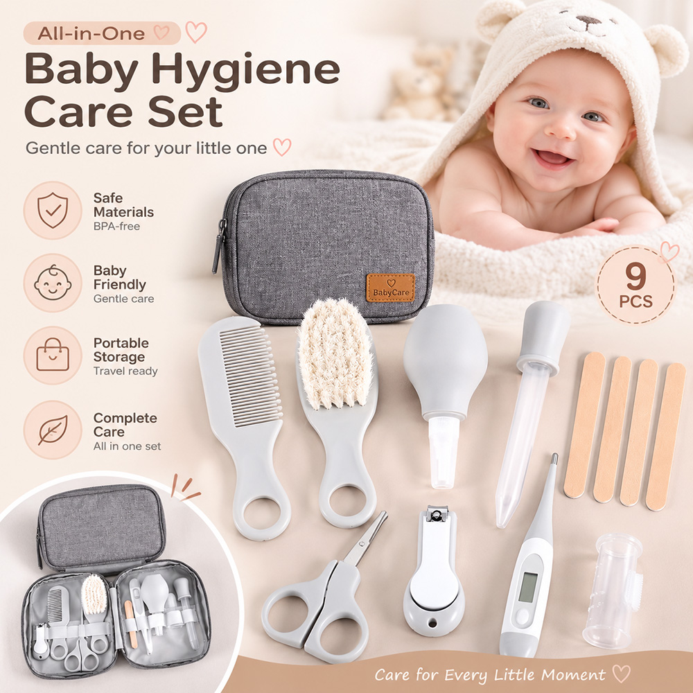 Baby Products Kit Set - Zestaw do pielęgnacji niemowląt 9-częściowy, zestaw